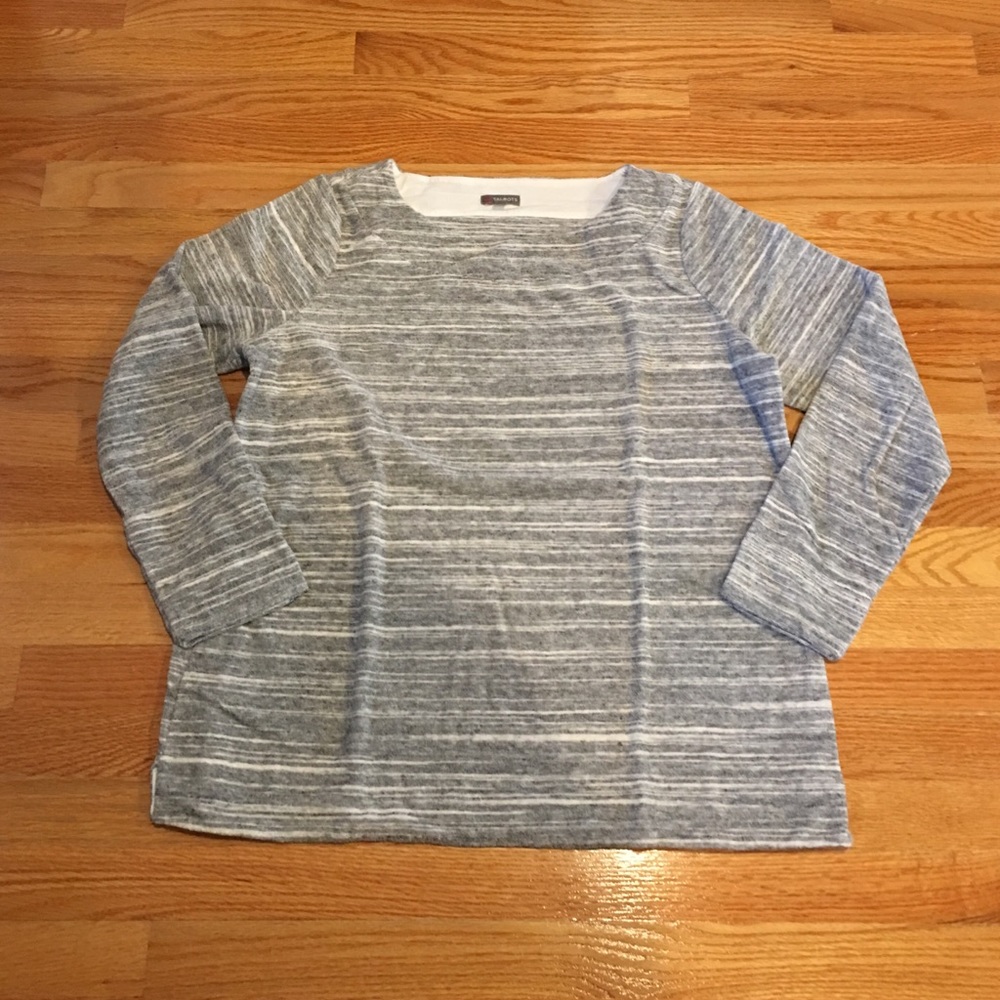 T by Talbots Gray and White Terrycloth Shirt